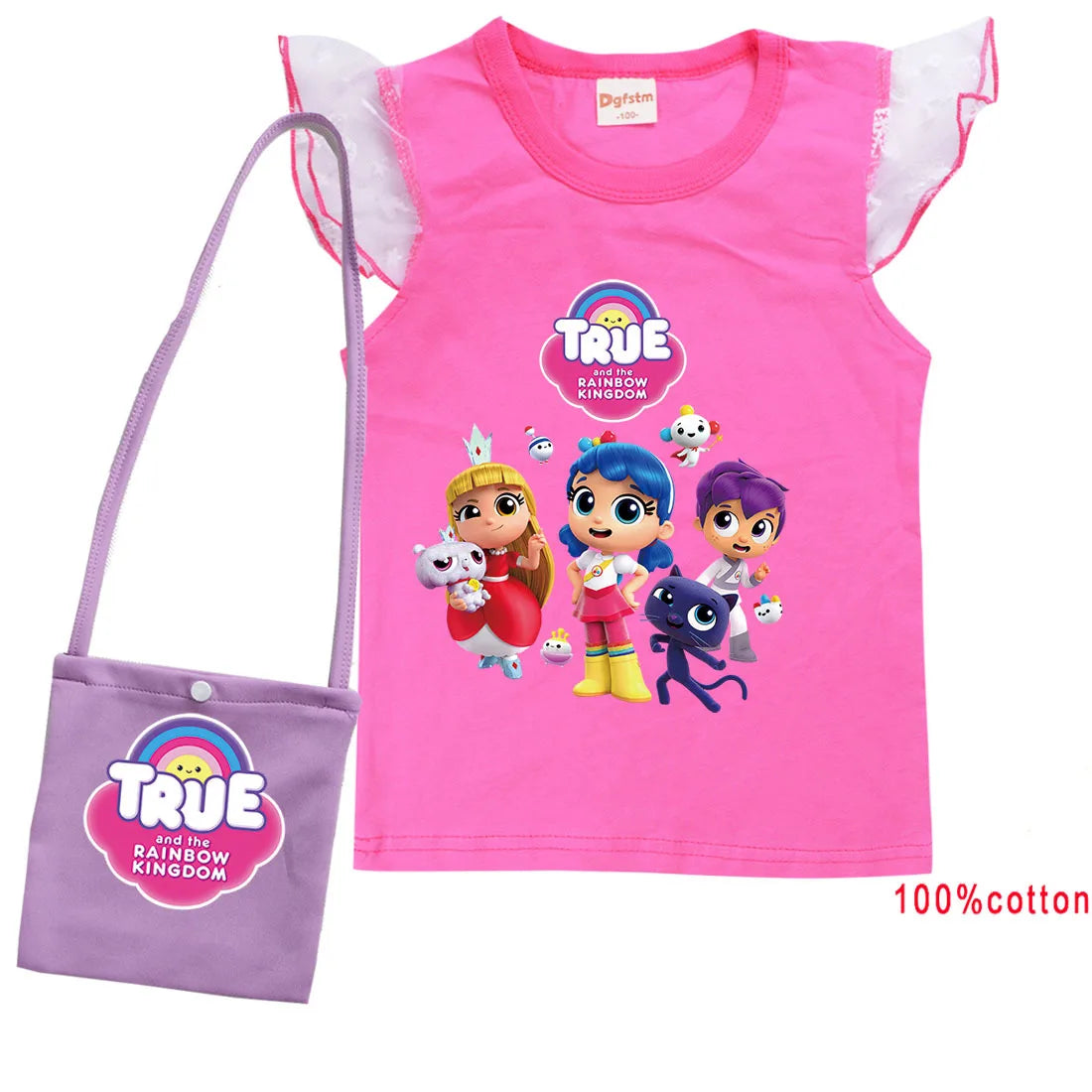 Cue Cartoon True and The Rainbow Kingdom T Shirt with Bag Kids Summer Clothes Baby Girls Lovely Tees Teen Boys Youth T-Shirt Top