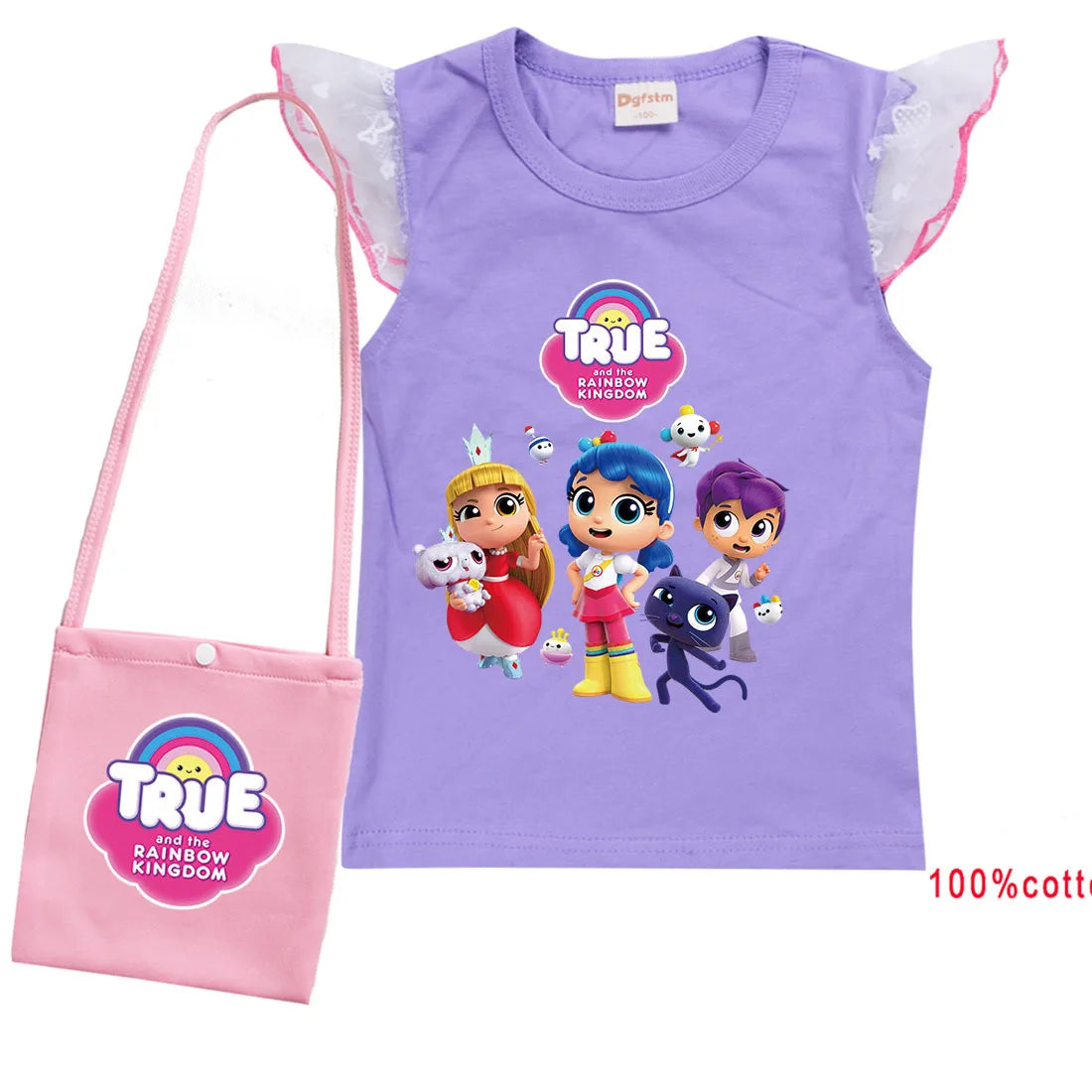 Cue Cartoon True and The Rainbow Kingdom T Shirt with Bag Kids Summer Clothes Baby Girls Lovely Tees Teen Boys Youth T-Shirt Top