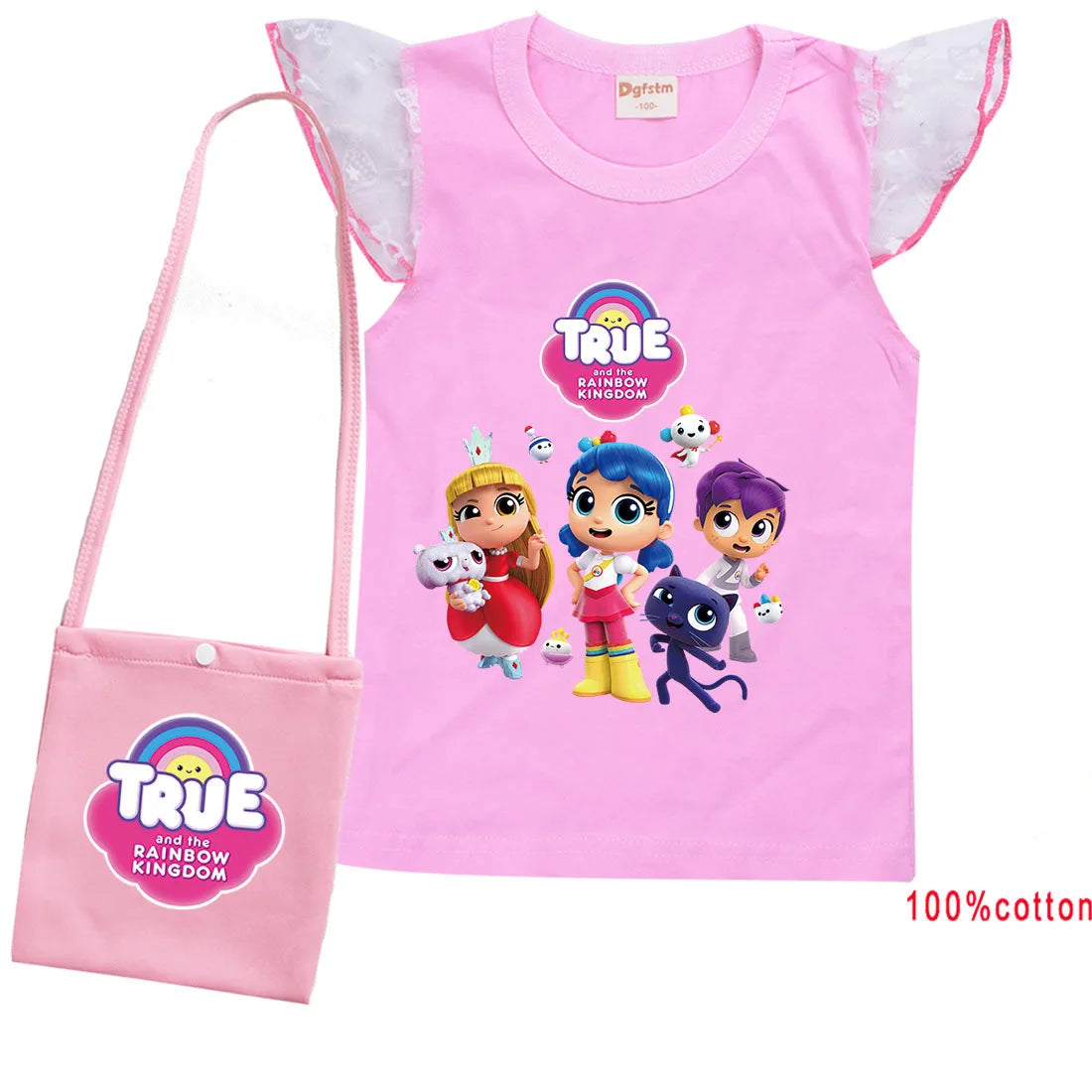 Cue Cartoon True and The Rainbow Kingdom T Shirt with Bag Kids Summer Clothes Baby Girls Lovely Tees Teen Boys Youth T-Shirt Top