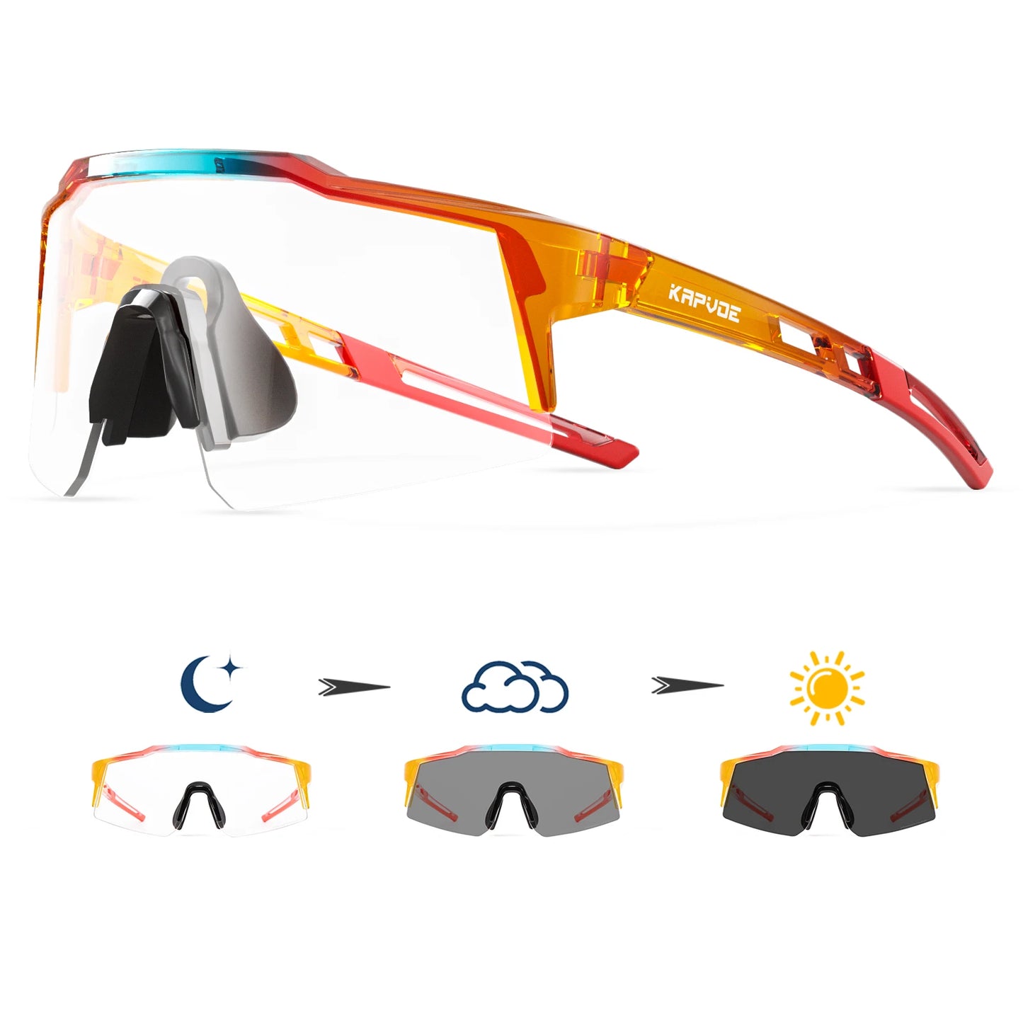 Kapvoe Photochromic Kids Cycling Sunglasses Sport Bicycle Glasses UV400 Child Goggles Boys Girls Teenager Outdoor Bike Eyewear