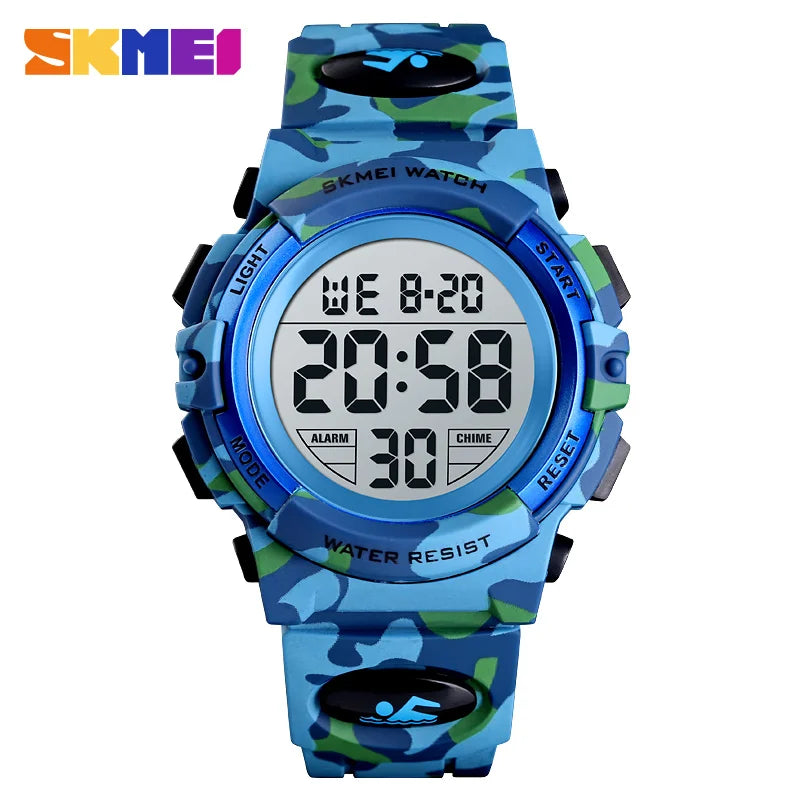 SKMEI 5bar Waterproof Colorful Lights Camouflage Boy Wristwatches Fashion Kids Watches Sports Children's Watch relogio infanti