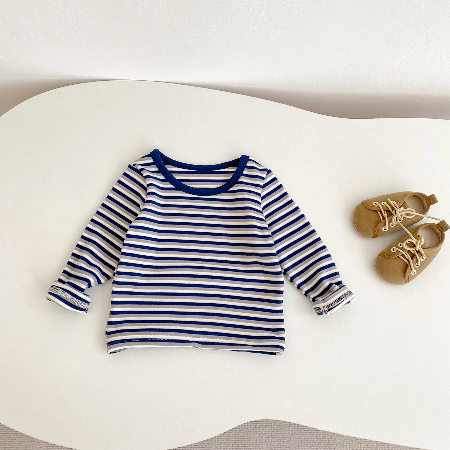Autumn new 0-3 year old baby clothing, cute boys and girls striped long sleeved top+overalls, sold separately