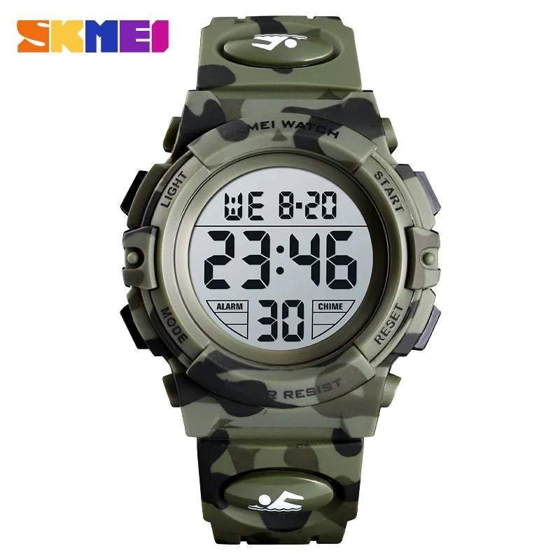SKMEI 5bar Waterproof Colorful Lights Camouflage Boy Wristwatches Fashion Kids Watches Sports Children's Watch relogio infanti