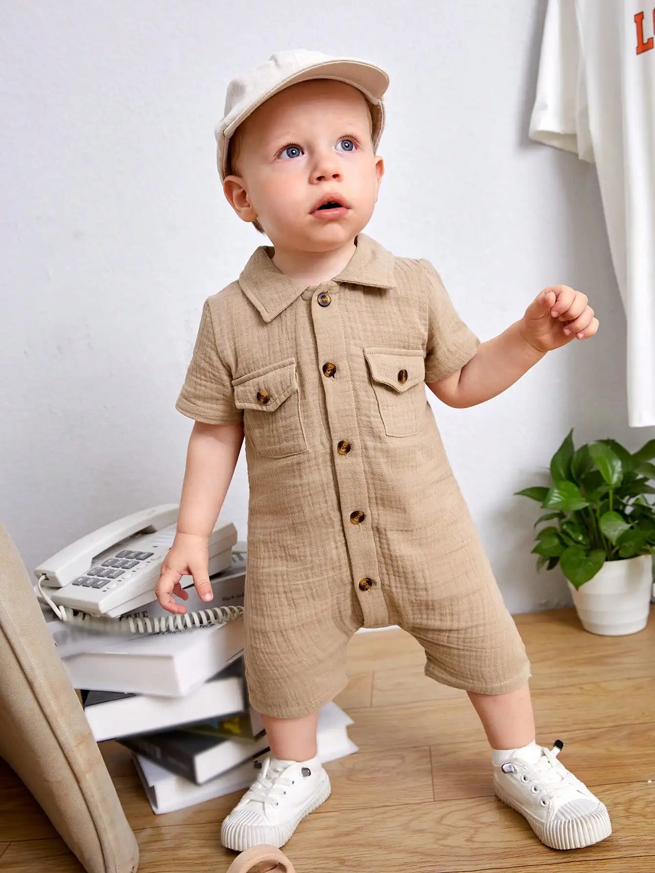Summer Baby Boy Outdoor Fashion Casual Comfortable Single-breasted Shirt Collar