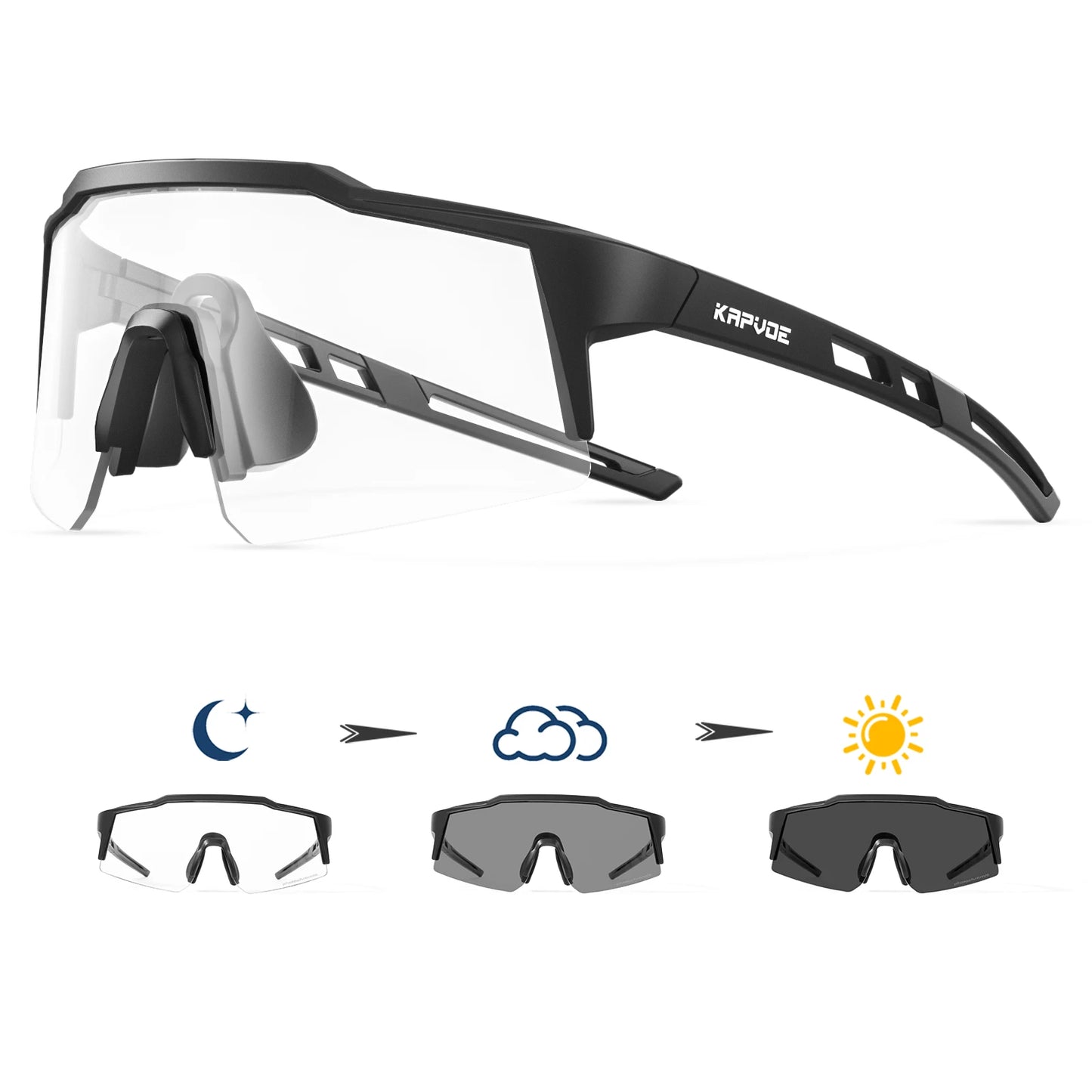Kapvoe Photochromic Kids Cycling Sunglasses Sport Bicycle Glasses UV400 Child Goggles Boys Girls Teenager Outdoor Bike Eyewear