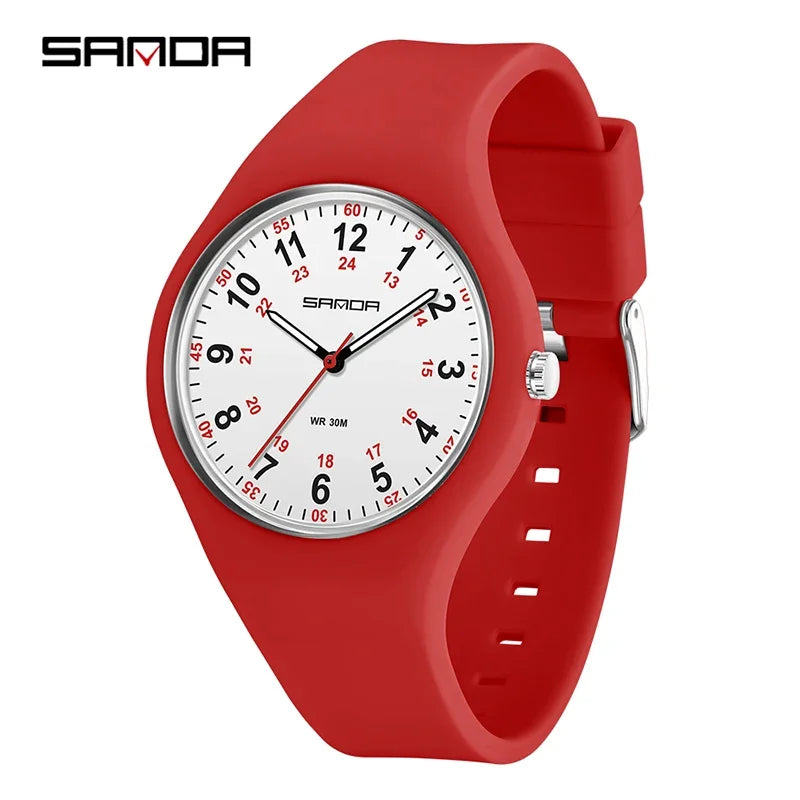 SANDA 3253 Fashion Ladies Silicone Children's Watch Girl Cute Cartoon Quartz Watch Kids Watches Women Boys Girl Gifts Relogios