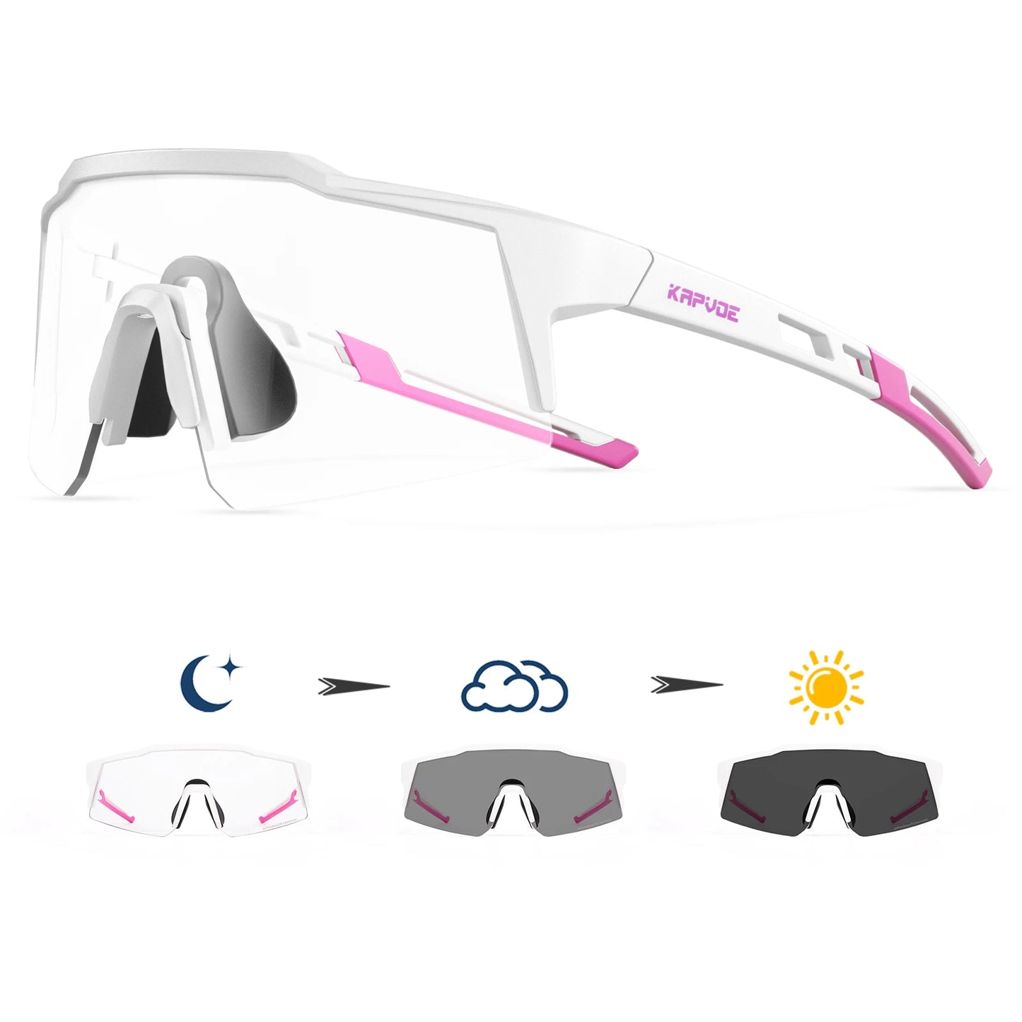 Kapvoe Photochromic Kids Cycling Sunglasses Sport Bicycle Glasses UV400 Child Goggles Boys Girls Teenager Outdoor Bike Eyewear