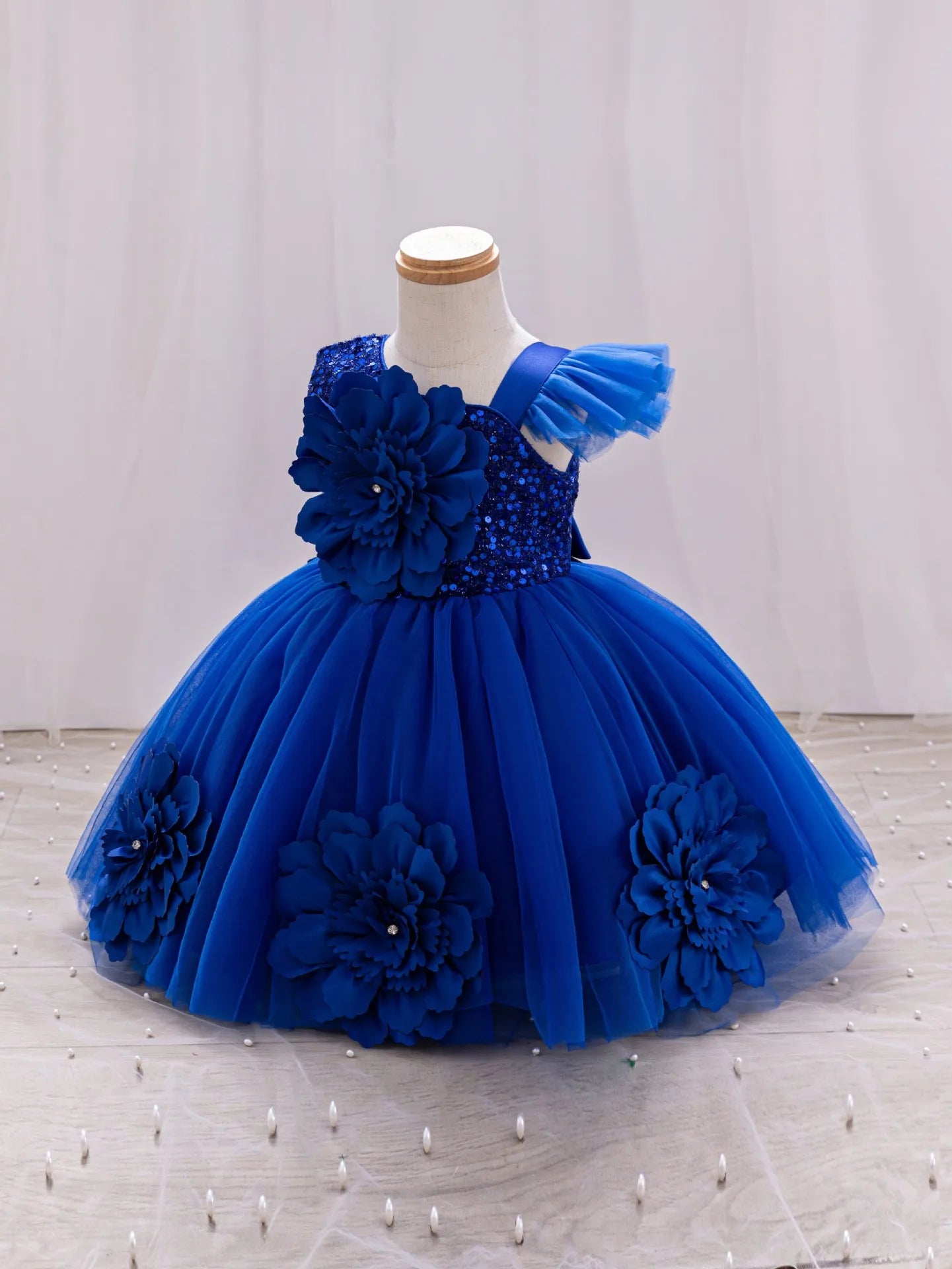Girls princess dress 1-5 Y baby Girls wedding sleeveless three-dimensional butterfly mesh carnival birthday party evening dress