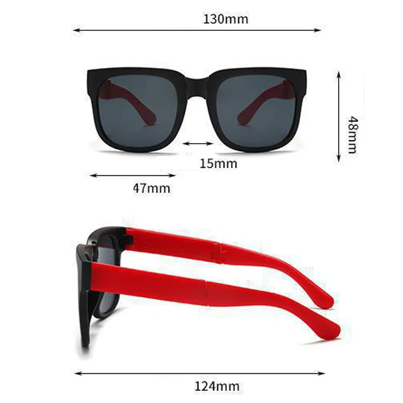 3PCS Foldable Sunglasses for Kids Boys Girls Outdoor Travel Goggle Shades Eyewear Square Frame UV400 Sun Glasses for Children