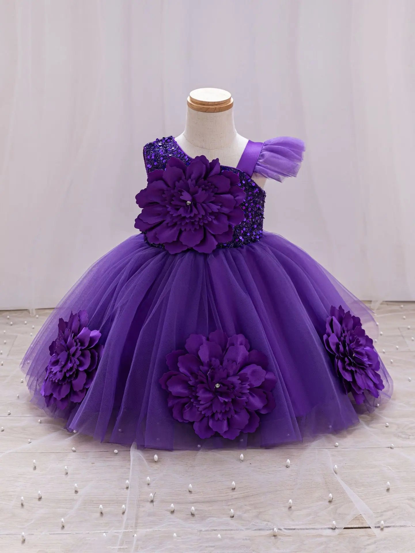 Girls princess dress 1-5 Y baby Girls wedding sleeveless three-dimensional butterfly mesh carnival birthday party evening dress