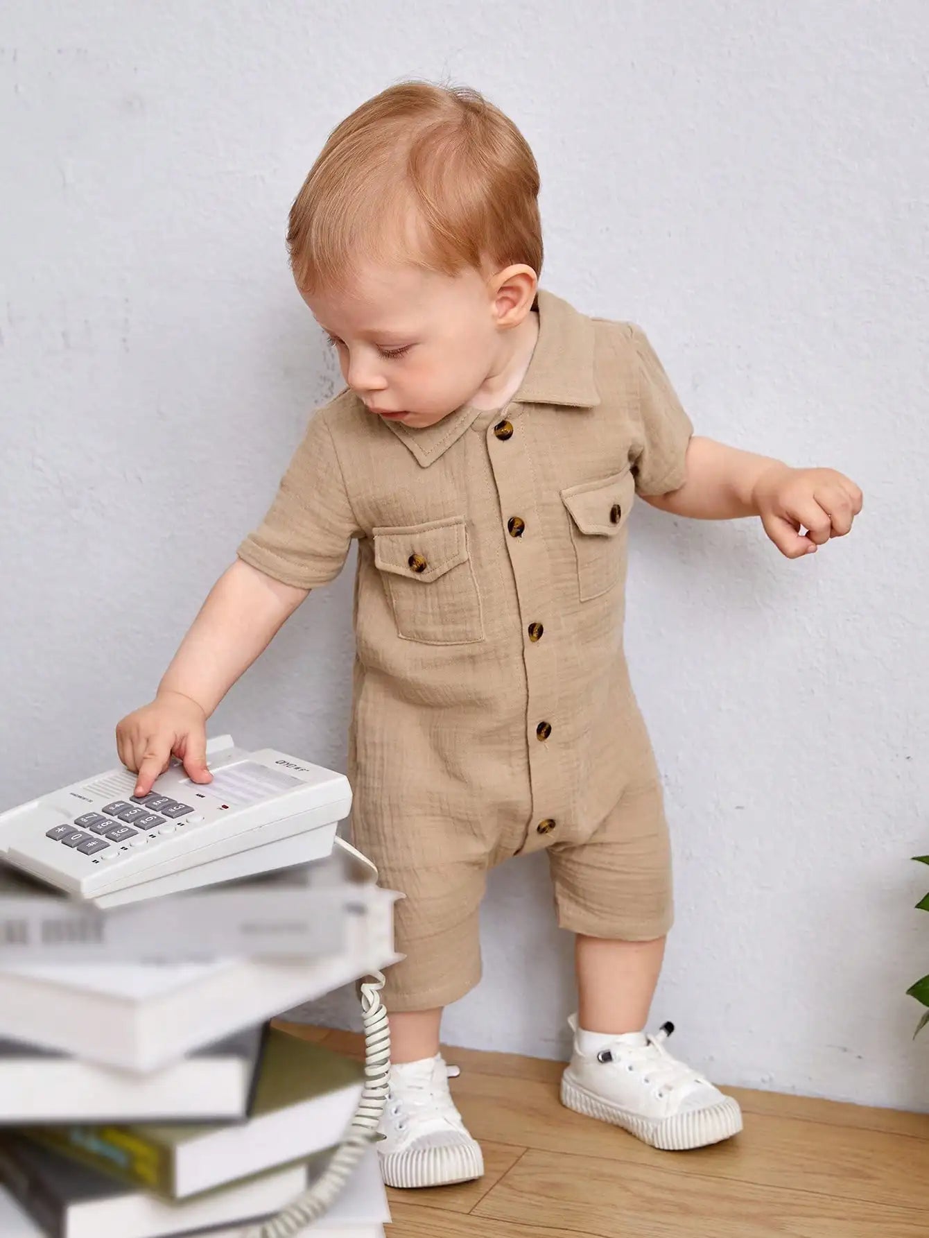 Summer Baby Boy Outdoor Fashion Casual Comfortable Single-breasted Shirt Collar