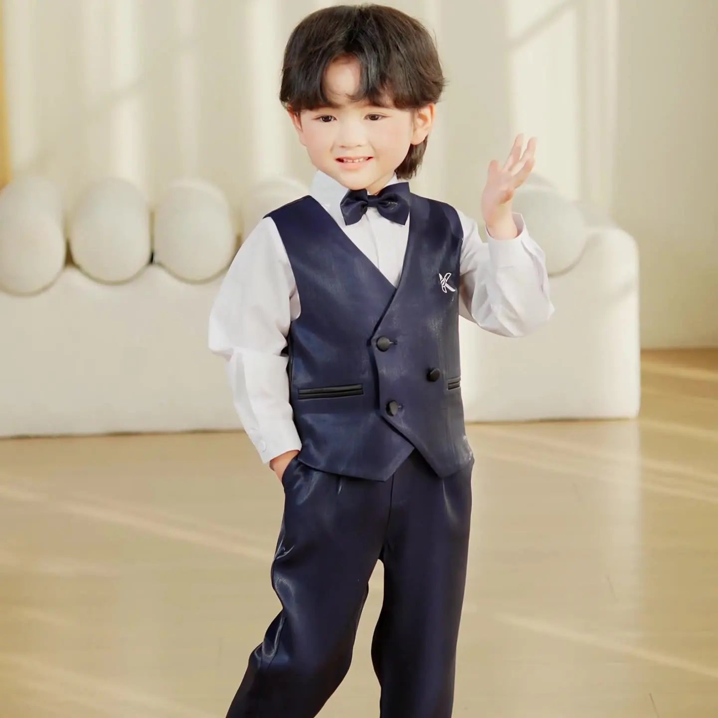2025 Kids Sping Summer Evening Party Vest Dress Boys Formal Violin Piano Performance Suit Children Photograph Wedding Costume