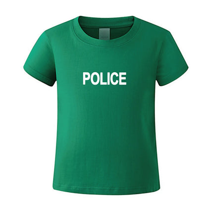 POLICE T-Shirt Kids Cosplay Fancy Dress Costume Children Unisex Summer Tshirt Letter Print Fashion Cotton Tee