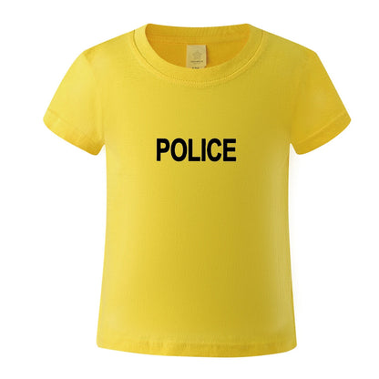 POLICE T-Shirt Kids Cosplay Fancy Dress Costume Children Unisex Summer Tshirt Letter Print Fashion Cotton Tee