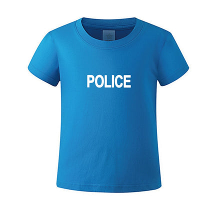 POLICE T-Shirt Kids Cosplay Fancy Dress Costume Children Unisex Summer Tshirt Letter Print Fashion Cotton Tee
