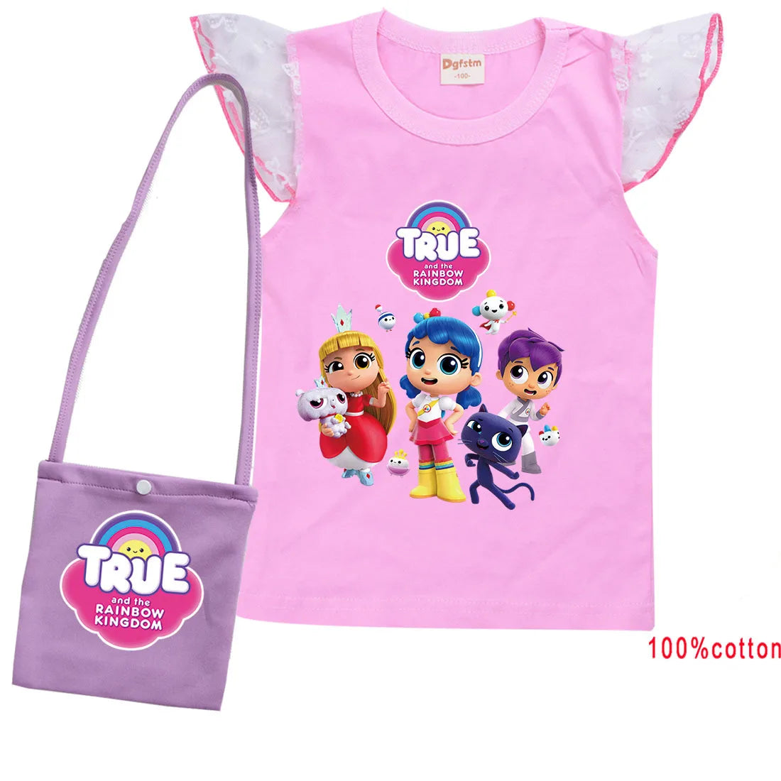Cue Cartoon True and The Rainbow Kingdom T Shirt with Bag Kids Summer Clothes Baby Girls Lovely Tees Teen Boys Youth T-Shirt Top