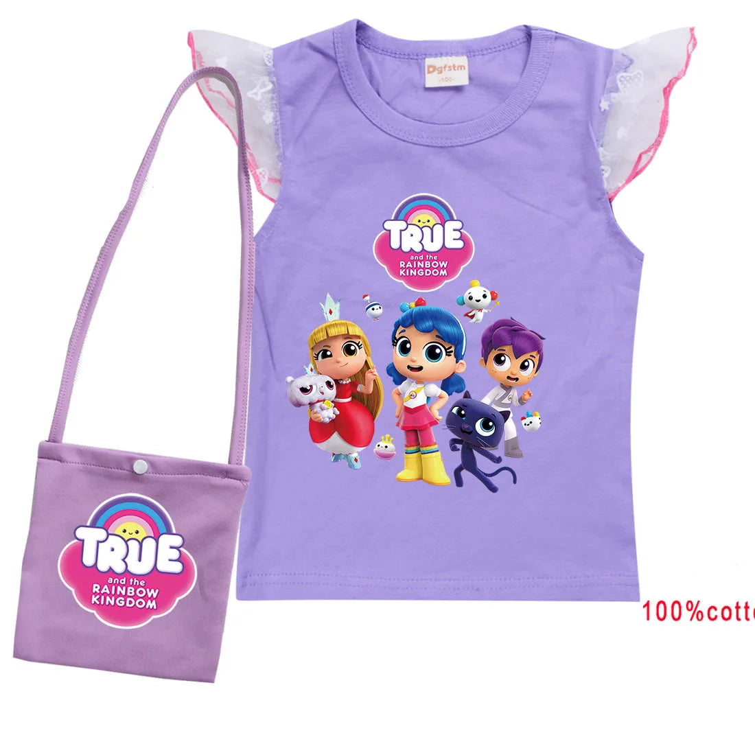 Cue Cartoon True and The Rainbow Kingdom T Shirt with Bag Kids Summer Clothes Baby Girls Lovely Tees Teen Boys Youth T-Shirt Top