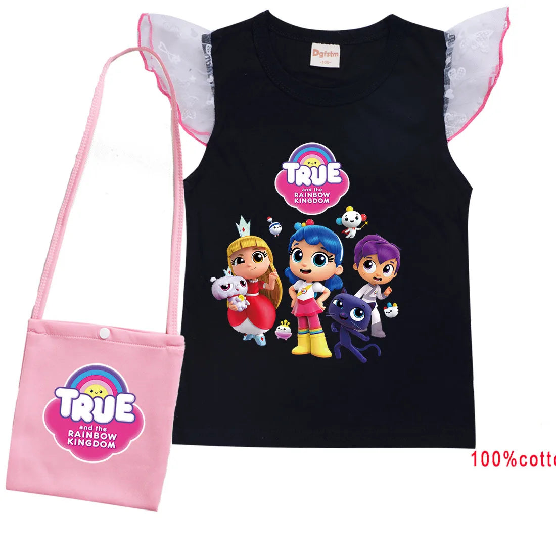 Cue Cartoon True and The Rainbow Kingdom T Shirt with Bag Kids Summer Clothes Baby Girls Lovely Tees Teen Boys Youth T-Shirt Top