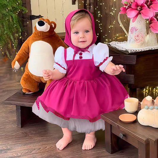 Lolita Mash and Bear Bridesmaids Girls Party Dress Maid Wedding 1st Birthday Princess Dresses for Baby Tulle Christmas Costumes