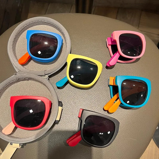 3PCS Foldable Sunglasses for Kids Boys Girls Outdoor Travel Goggle Shades Eyewear Square Frame UV400 Sun Glasses for Children