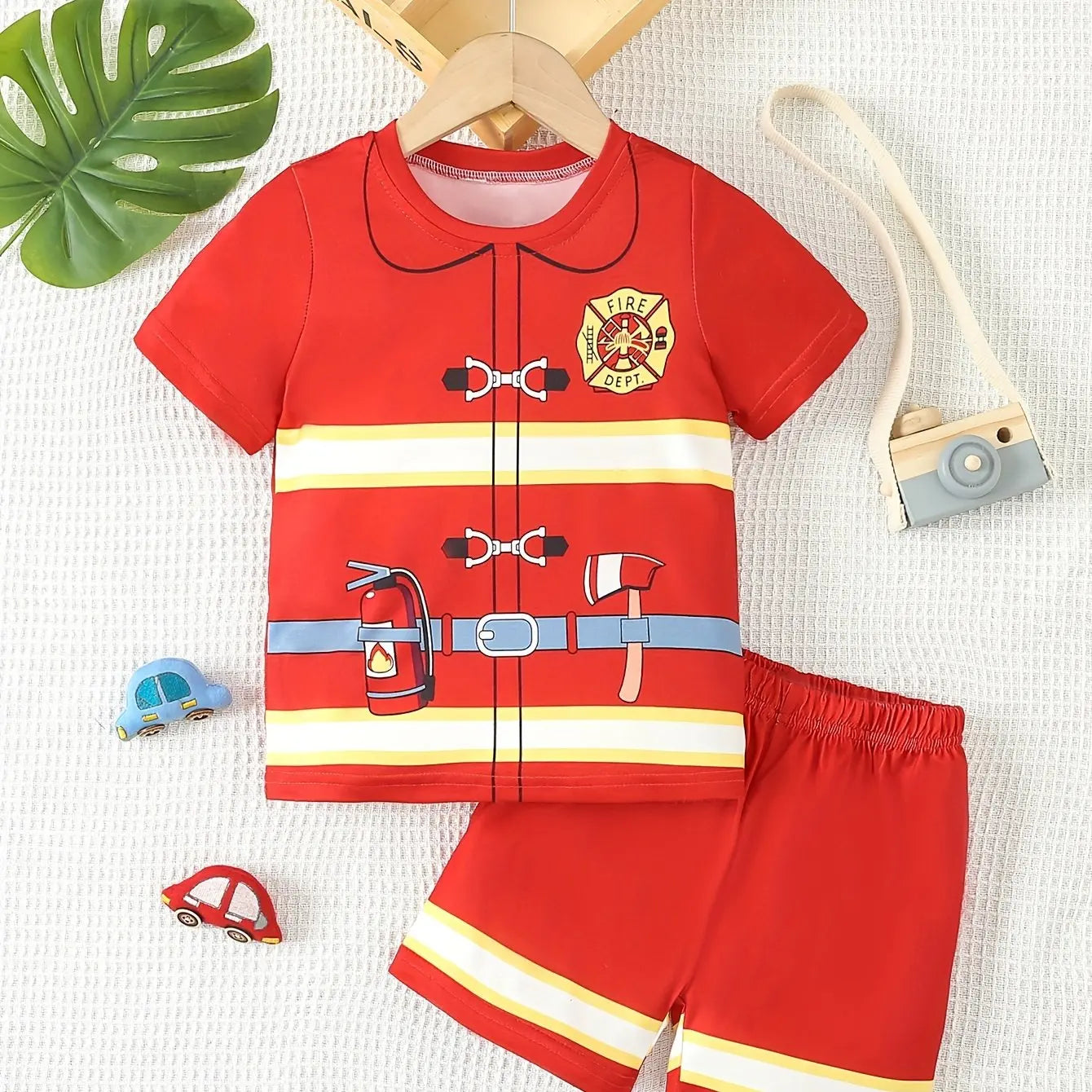 2024 Kids Clothes 2pcs Boys Funny Cartoon Graphic Print T-Shirt Shorts Set Stylish Comfortable Summer Children Dresses