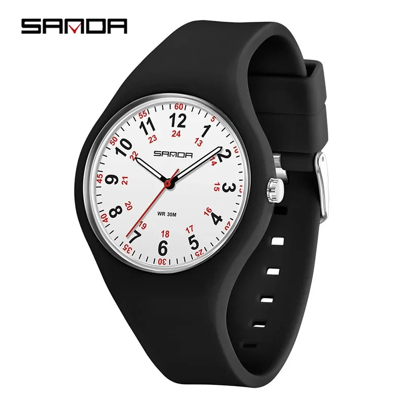 SANDA 3253 Fashion Ladies Silicone Children's Watch Girl Cute Cartoon Quartz Watch Kids Watches Women Boys Girl Gifts Relogios