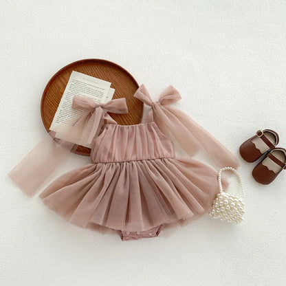 Summer Baby Romper Set Lace Polka Dots Toddler Princess Dress  Infant Girls Bodysuit Baby Onesies 0-24 M