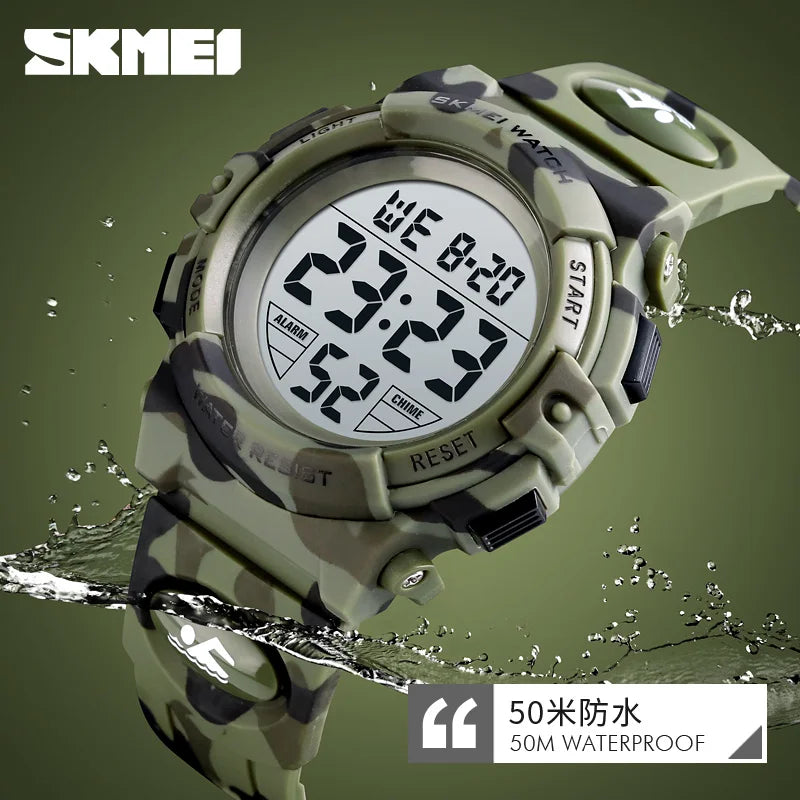 SKMEI 5bar Waterproof Colorful Lights Camouflage Boy Wristwatches Fashion Kids Watches Sports Children's Watch relogio infanti