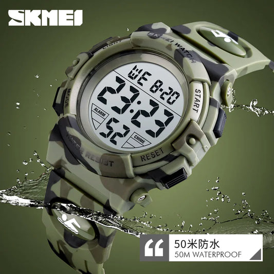 SKMEI 5bar Waterproof Colorful Lights Camouflage Boy Wristwatches Fashion Kids Watches Sports Children's Watch relogio infanti