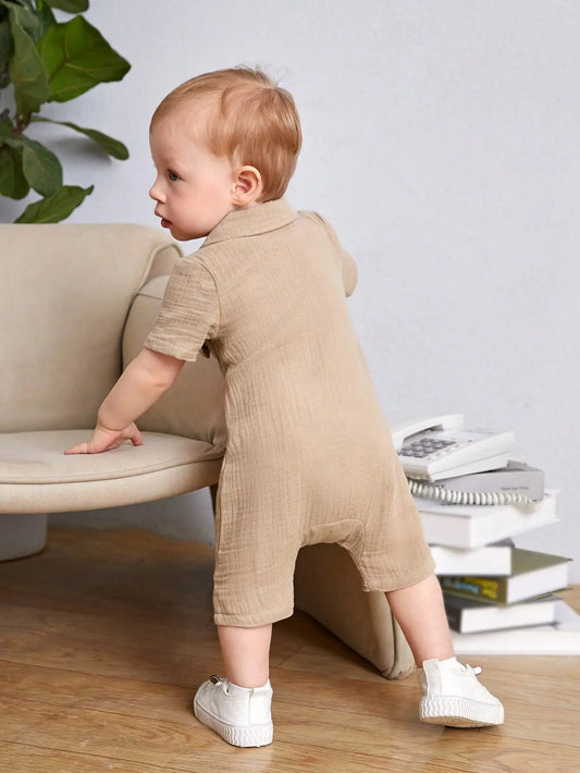 Summer Baby Boy Outdoor Fashion Casual Comfortable Single-breasted Shirt Collar
