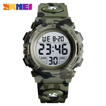 SKMEI 5bar Waterproof Colorful Lights Camouflage Boy Wristwatches Fashion Kids Watches Sports Children's Watch relogio infanti
