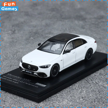 Almost Real 1/64 Car Model 2023 Mercedes AMG S63 E Performance AR Box Alloy Car Model Simulation Display Model Custom Toy Gift