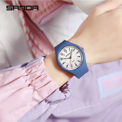 SANDA 3253 Fashion Ladies Silicone Children's Watch Girl Cute Cartoon Quartz Watch Kids Watches Women Boys Girl Gifts Relogios