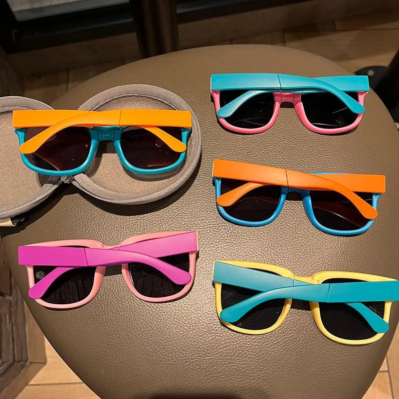 3PCS Foldable Sunglasses for Kids Boys Girls Outdoor Travel Goggle Shades Eyewear Square Frame UV400 Sun Glasses for Children