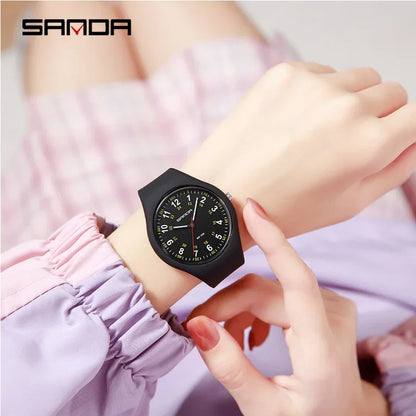SANDA 3253 Fashion Ladies Silicone Children's Watch Girl Cute Cartoon Quartz Watch Kids Watches Women Boys Girl Gifts Relogios