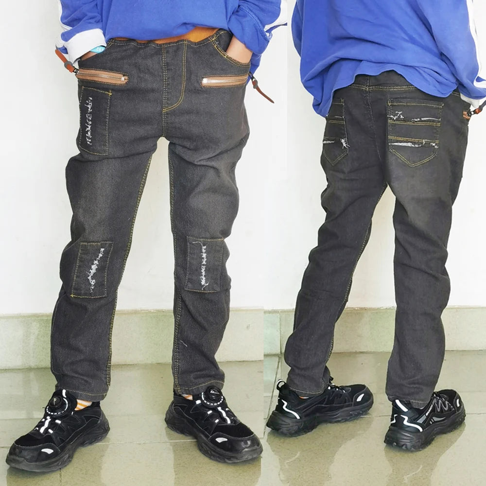 IENENS 4-11Y Boys Slim Straight Jeans Summer Classic Light Color Bottoms Children Denim Long Pants Kids Baby Boy Casual Trouser