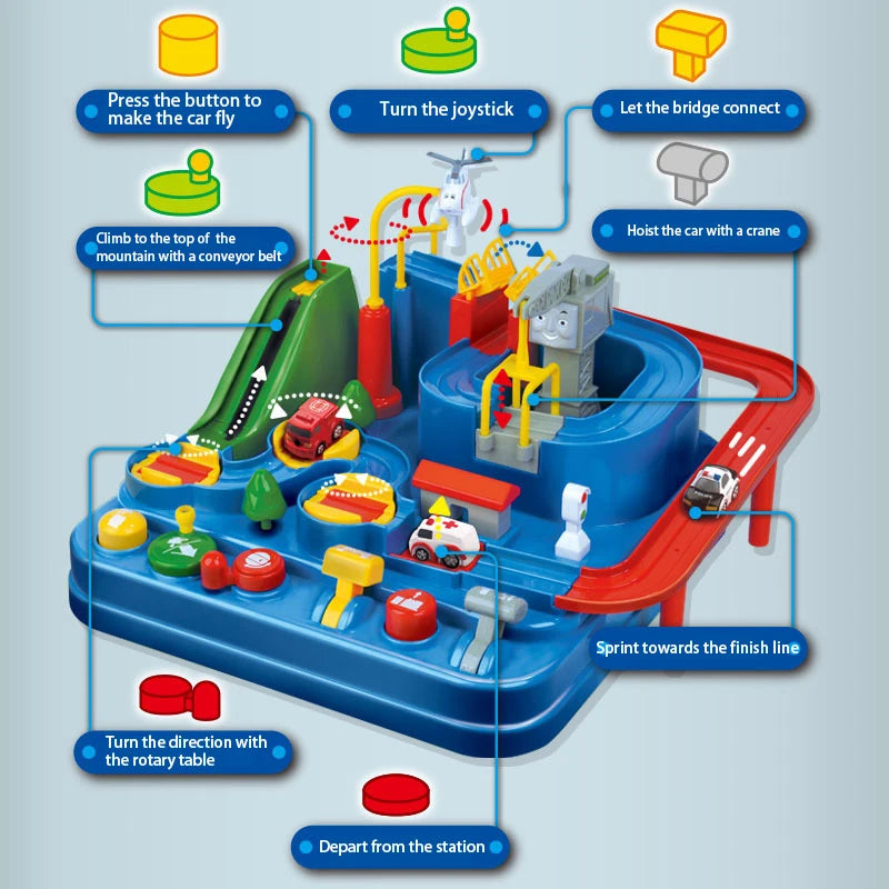 Car Train Track Sets Board Adventure Game Toy Interactive Boy Parking for Children 2 To 4 Year Old Kids Birthday Gift