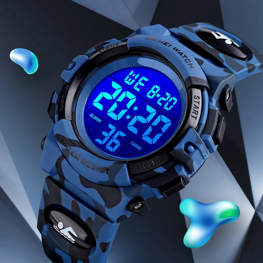 SKMEI 5bar Waterproof Colorful Lights Camouflage Boy Wristwatches Fashion Kids Watches Sports Children's Watch relogio infanti