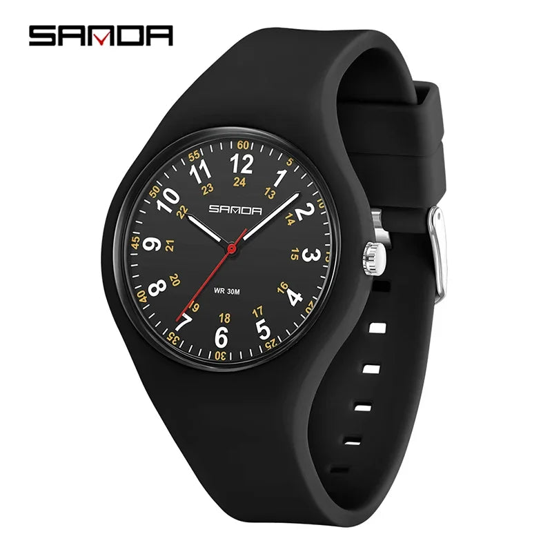 SANDA 3253 Fashion Ladies Silicone Children's Watch Girl Cute Cartoon Quartz Watch Kids Watches Women Boys Girl Gifts Relogios