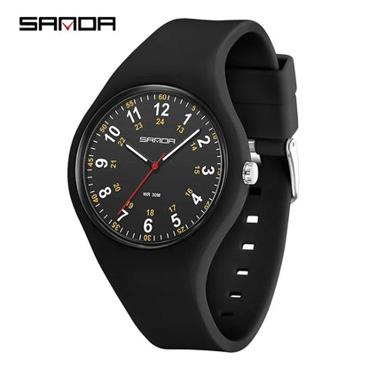 SANDA 3253 Fashion Ladies Silicone Children's Watch Girl Cute Cartoon Quartz Watch Kids Watches Women Boys Girl Gifts Relogios