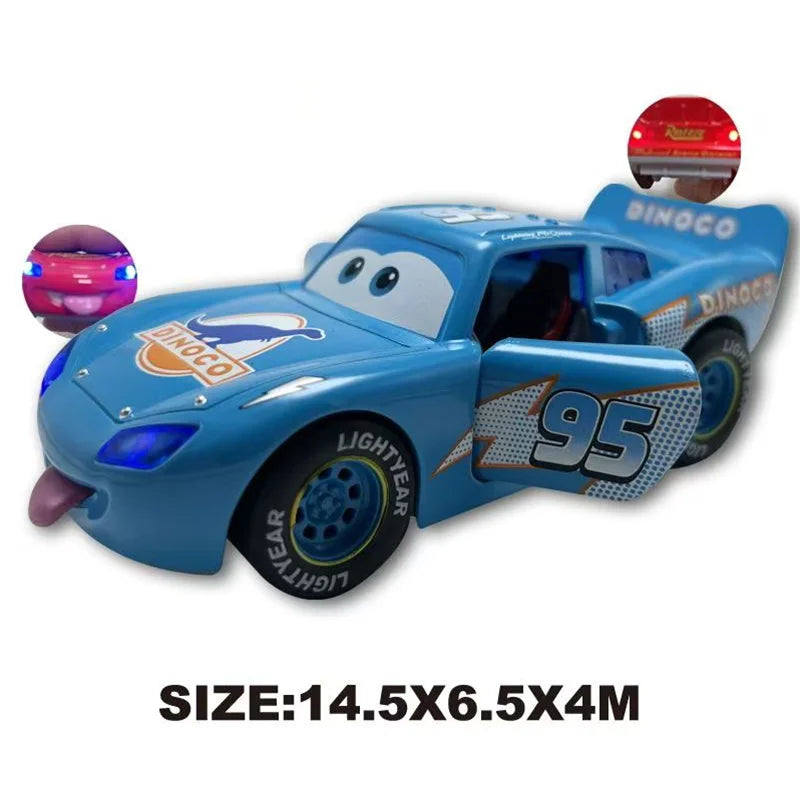 Disney Pixar Cars Lightning Mcqueen Sound and Light Edition Double door pull-back Car 1:32 Diecast Vehicles Alloy Car Toy Gifts