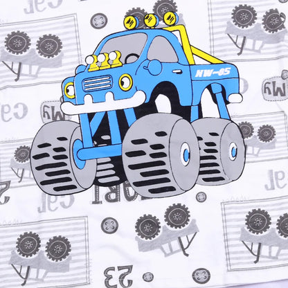 Summer Boys' Short Sleeved Suit Cartoon Car Printing Cotton Short Sleeved Top +Shorts 2pcs Set Children Boy Kids Pyjamas Suit