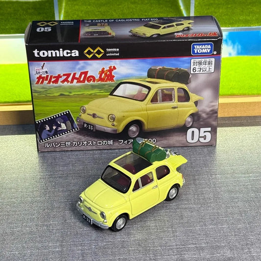 Takara Tomy Tomica Premium Unlimited 05 Lupin III Castle of Cagliostro Fiat 500 Mini Car Toy Alloy Toys Diecast Metal Model