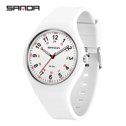 SANDA 3253 Fashion Ladies Silicone Children's Watch Girl Cute Cartoon Quartz Watch Kids Watches Women Boys Girl Gifts Relogios