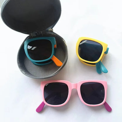 3PCS Foldable Sunglasses for Kids Boys Girls Outdoor Travel Goggle Shades Eyewear Square Frame UV400 Sun Glasses for Children