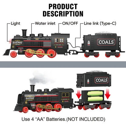 Simulation Classical Steam Train Toy Retro Railway Track Car Set Small Freight Train With Light Music Toys for Kid Birthday Gift