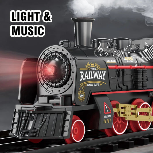 Simulation Classical Steam Train Toy Retro Railway Track Car Set Small Freight Train With Light Music Toys for Kid Birthday Gift