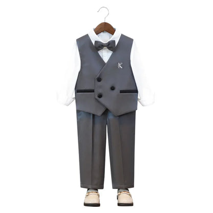 2025 Kids Sping Summer Evening Party Vest Dress Boys Formal Violin Piano Performance Suit Children Photograph Wedding Costume