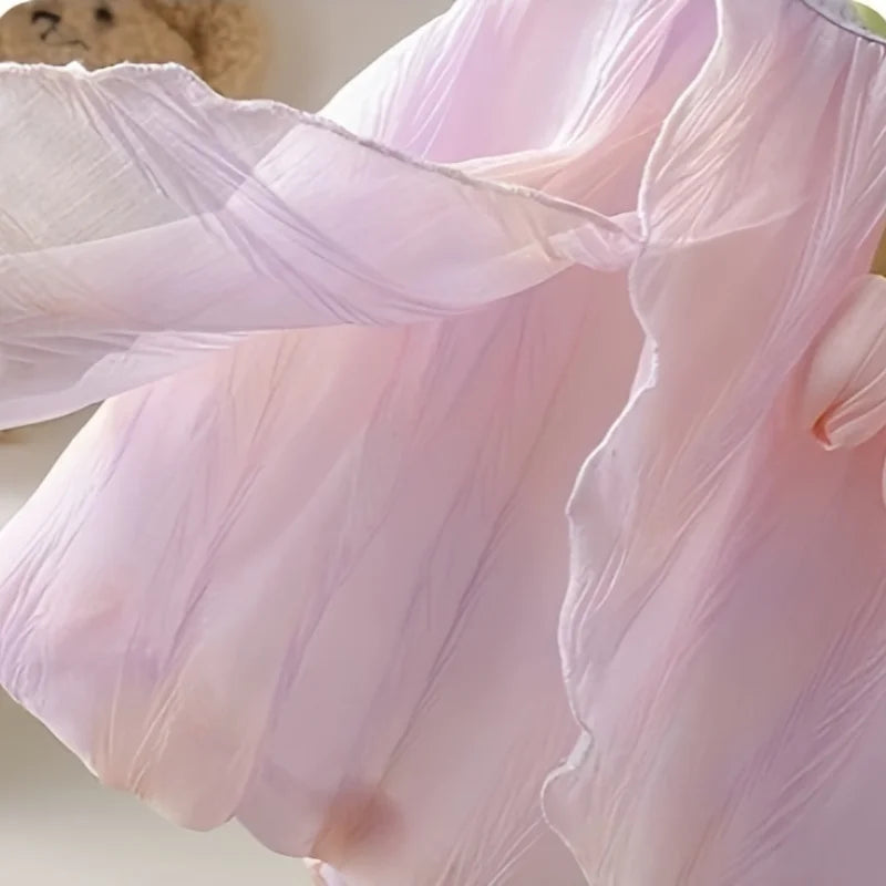 Adorable Baby Girls' Tulip Decor Inspired Iridescent Halter Sling Princess Romper Dress Soft and Soft for 0 - 2 Y girls dress
