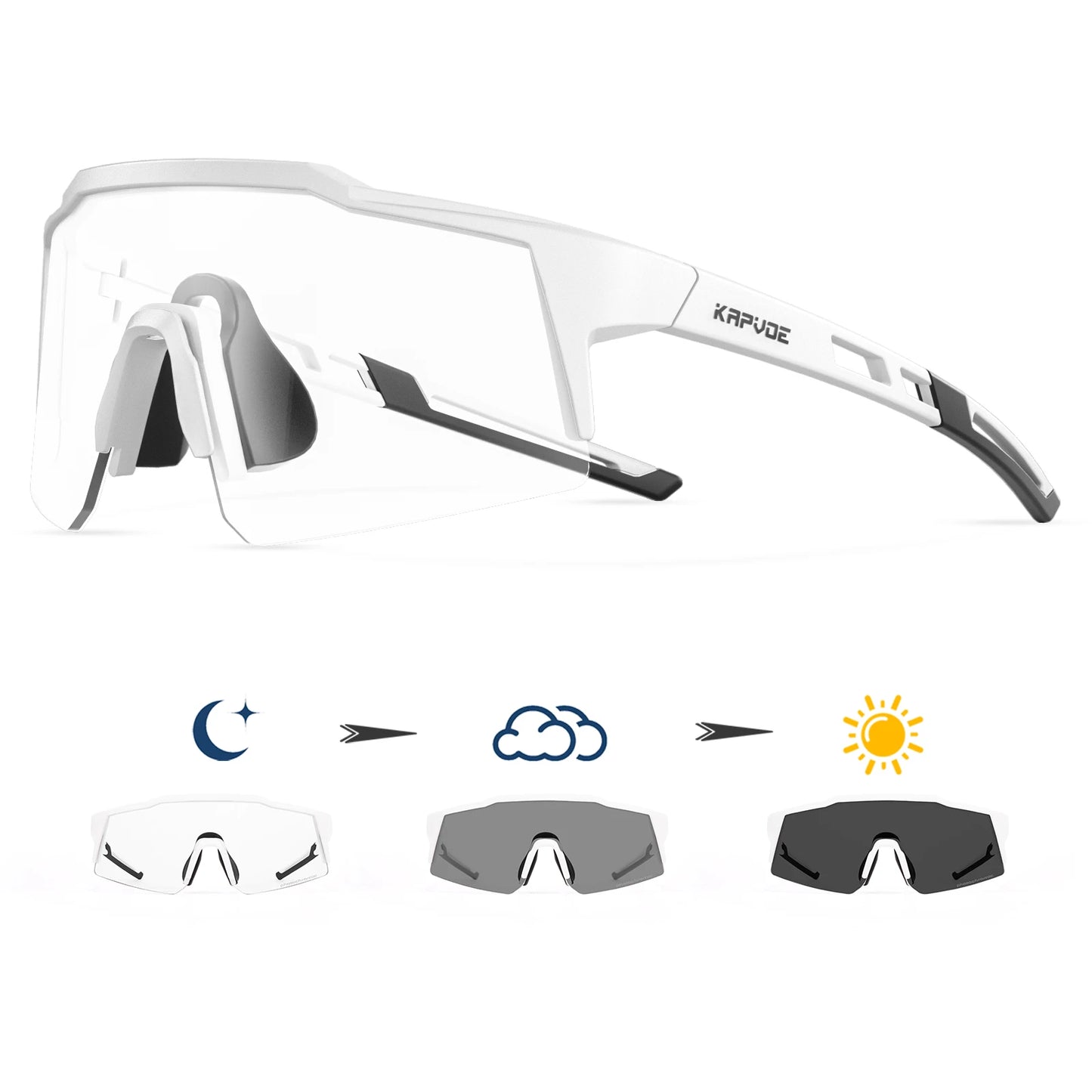 Kapvoe Photochromic Kids Cycling Sunglasses Sport Bicycle Glasses UV400 Child Goggles Boys Girls Teenager Outdoor Bike Eyewear